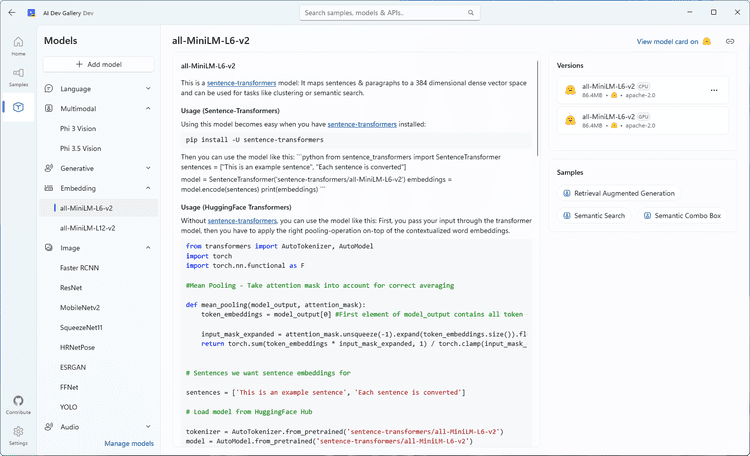 AI Dev Gallery:Windows本地AI模型开发工具集,设备端侧模型集成到Windows应用-5 AI Dev Gallery:Windows本地AI模型开发工具集,端侧模型集成到Windows应用