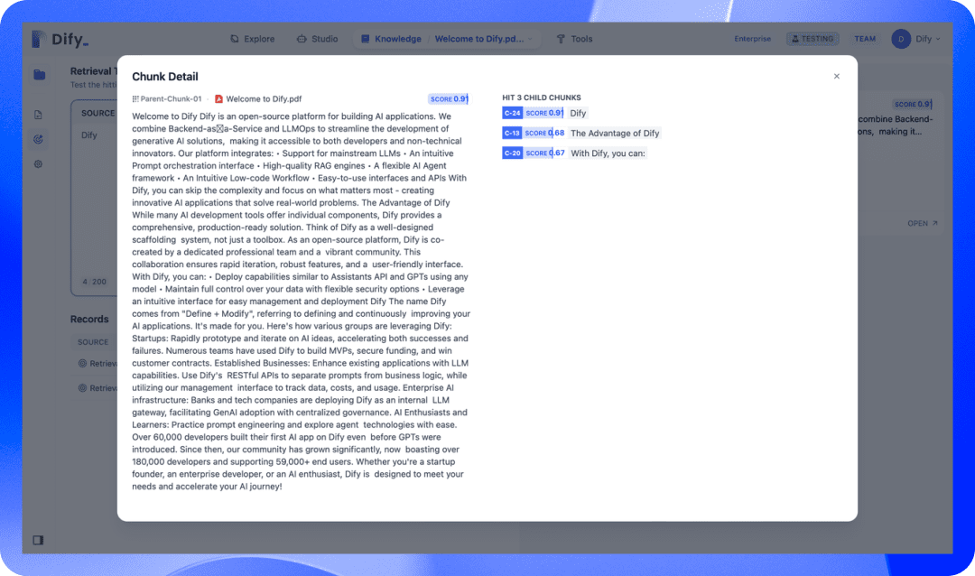 Dify v0.15.0:全新父子检索策略 - 更精准,更全面的知识检索