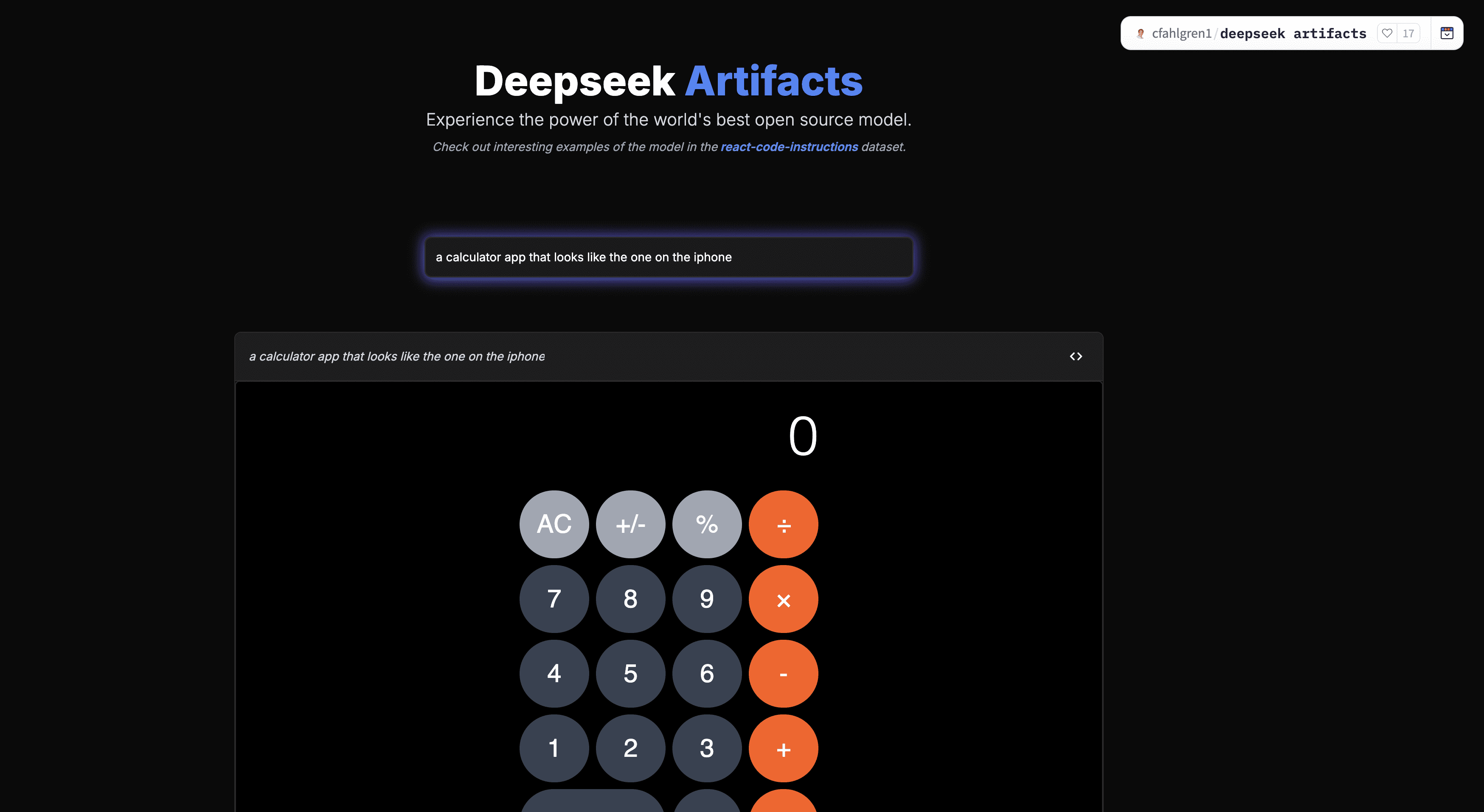 Deepseek Artifacts:使用最佳开源模型生成React代码,目标是构建公共前端代码开放数据集-1 Deepseek Artifacts:使用最佳开源模型生成React代码,目标是构建公共前端代码开放数据集