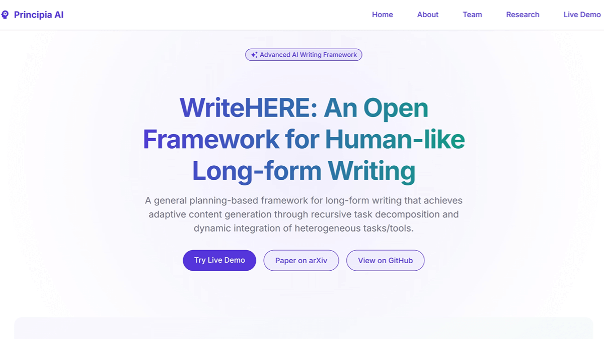 WriteHERE - 开源AI长文写作框架,单次生成超长文本内容