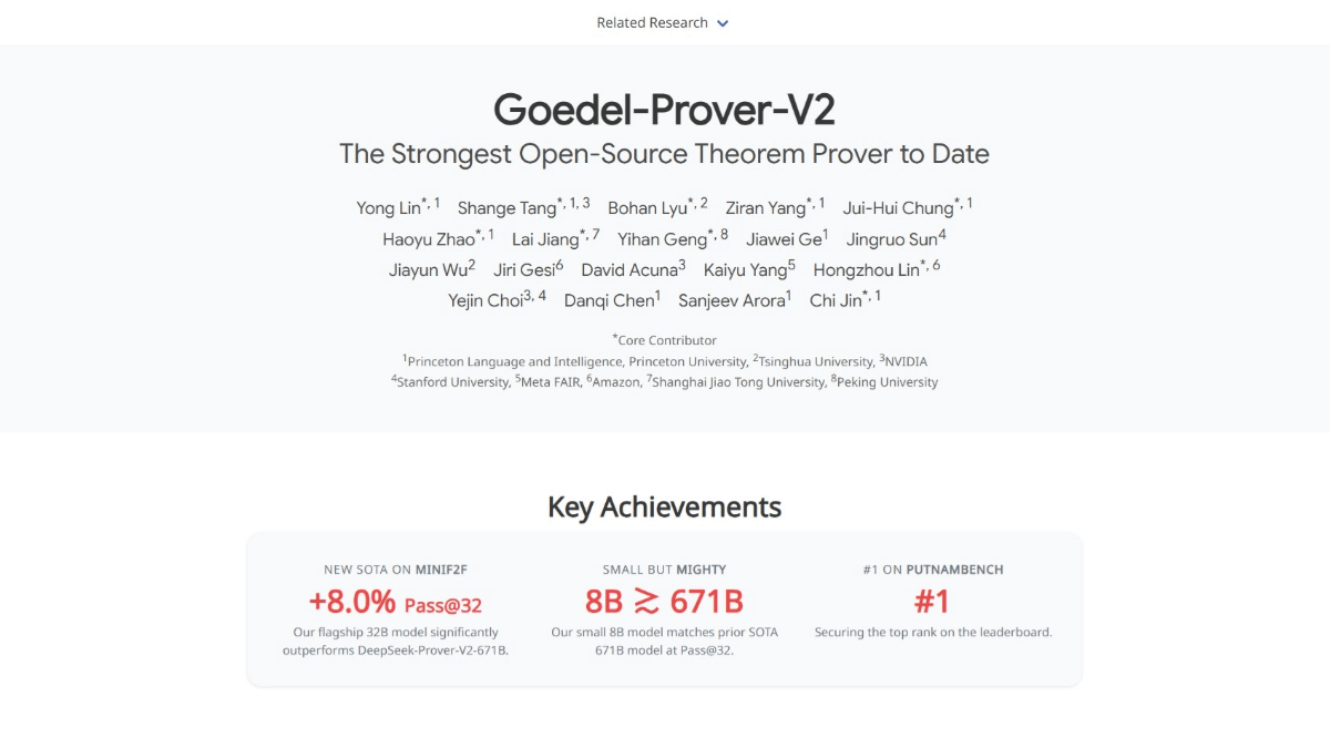Goedel-Prover-V2 - 普林斯顿联合清华和英伟达等开源的定理证明模型
